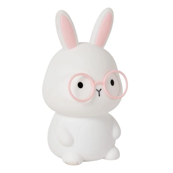 Lucide PINCHA RABBIT - Lampe de table Rechargeable Chambres d'enfant - Batterie/Piles - LED 3 StepDim - Rvb - Blanc | Essential - éteint